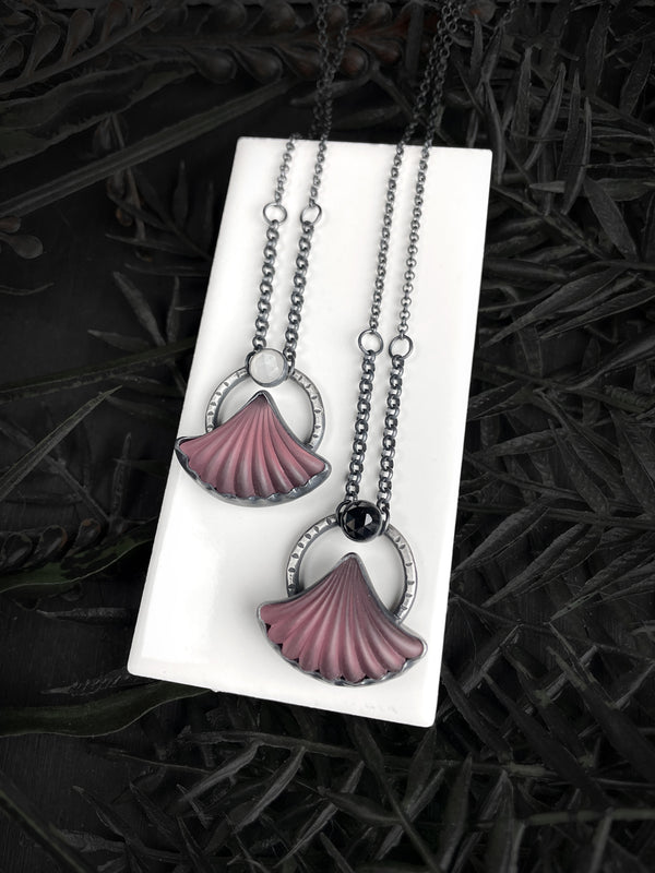 Frosty Lilac Art Deco Fan Necklaces - 2 Available