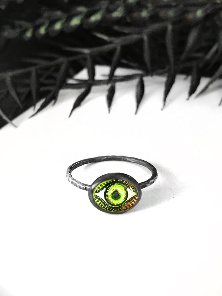 **Limited Edition** Glass Eye Ring - Green to Orange Color Shift - 15 Available