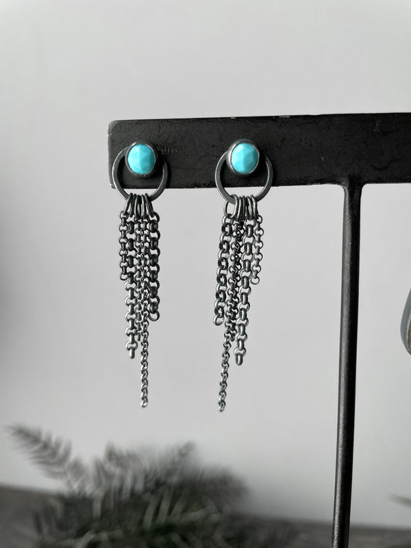Turquoise Fringe and Druzy Drop Earrings - 2 Available
