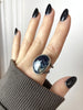Dark Blue Sapphire Orbit Ring - Size 10
