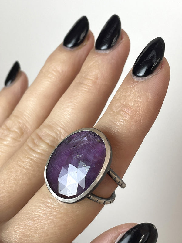 Pink Sapphire Orbit Ring - Size 8