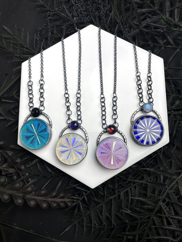 Large German Glass Orbit Necklaces - 4 Available