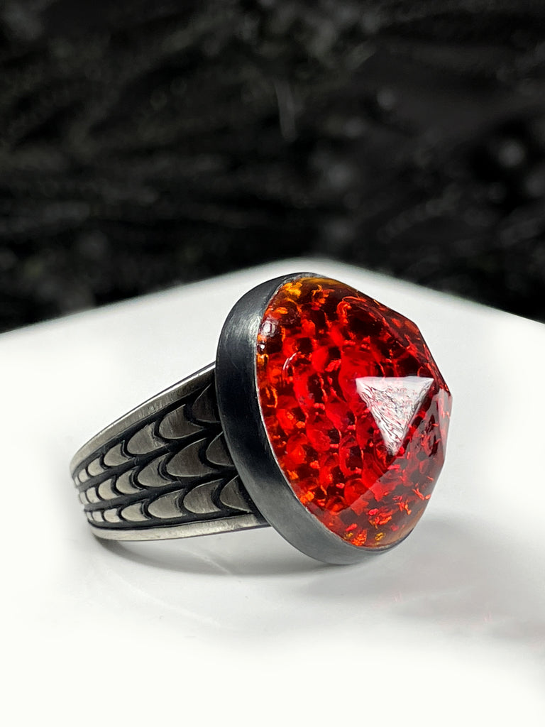 Red Cadmium Glass Rings - 2 available