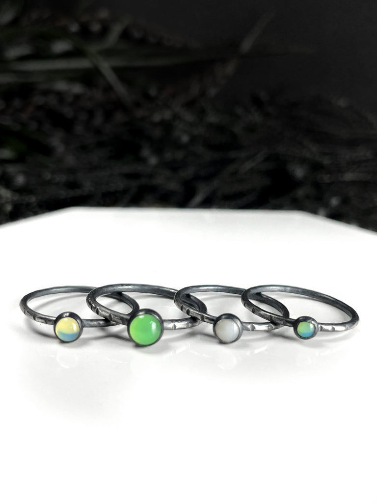 Uranium Glass Stacking Rings - 35 sets available