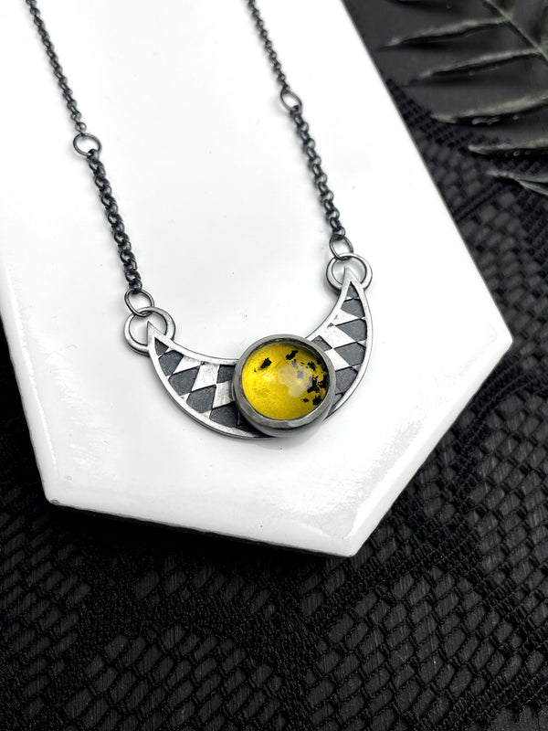 Illusion Moon Necklace with Mexican Amber