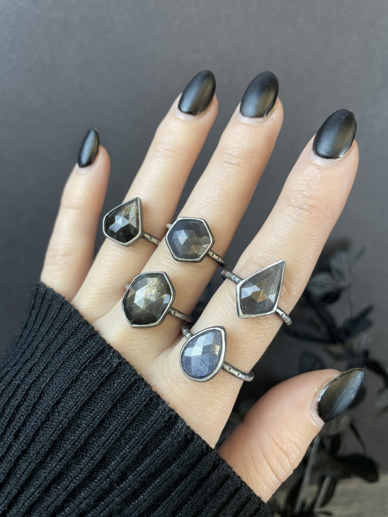 Smoke Rings - Geometric Moonstone and Sapphire