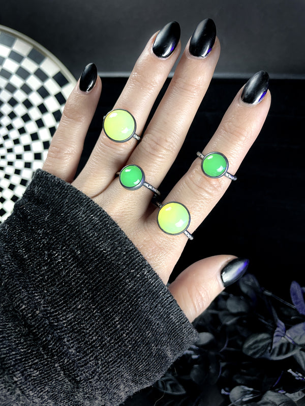 Round Uranium Glass Rings - 2 Stone Styles Available