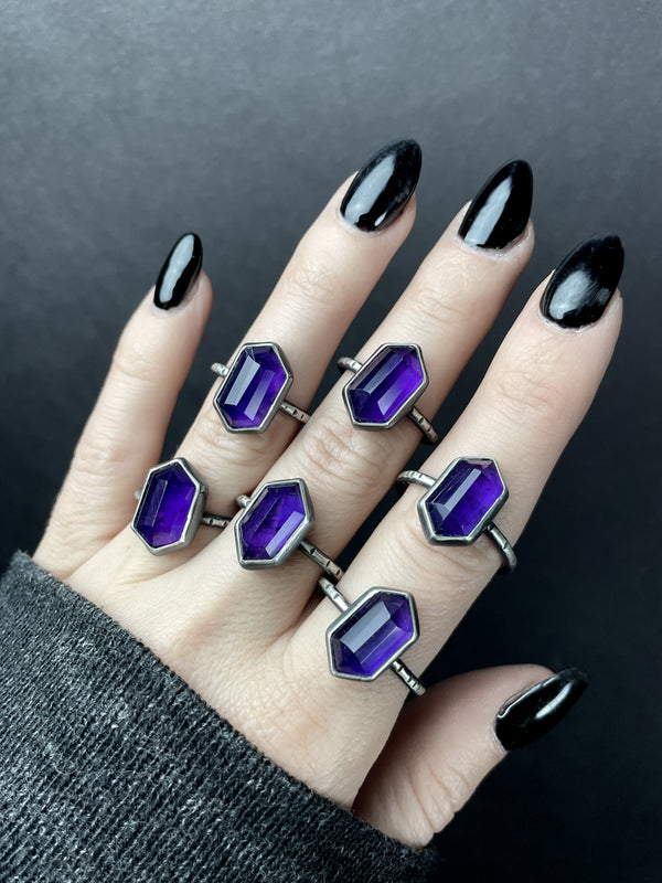 Amethyst Hexagon Rings - 6 available