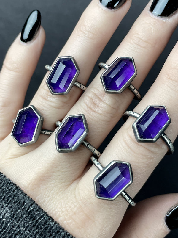 Amethyst Hexagon Rings - 6 available