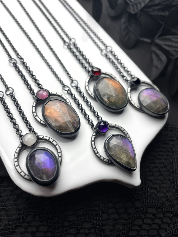 Purple Labradorite Orbit Necklaces - 5 available