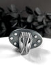 Glow in the Dark Rutile Quartz Creeper Ring - Size 8