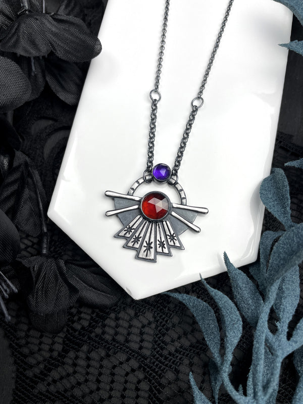 Garnet & Amethyst Dawning Necklace