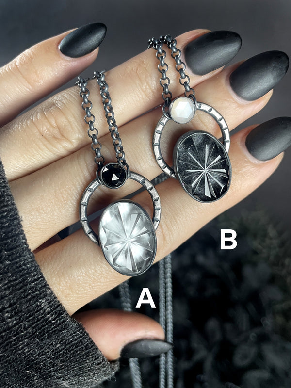 Black & Silver Starburst Necklaces - 2 available