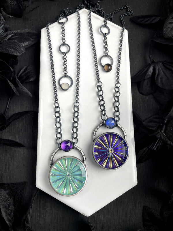 Vintage Pinwheel Glass Necklaces - 2 available