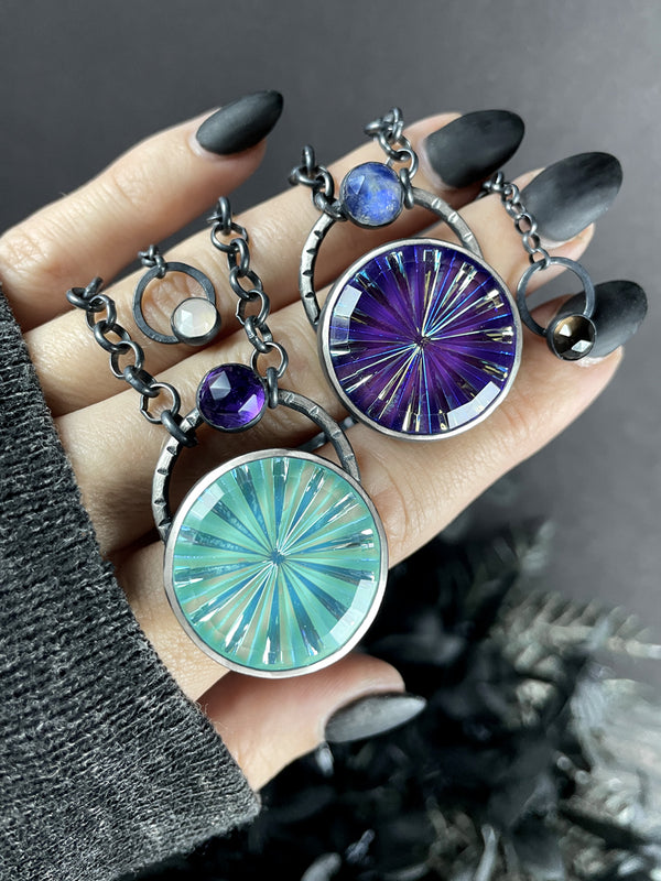 Vintage Pinwheel Glass Necklaces - 2 available