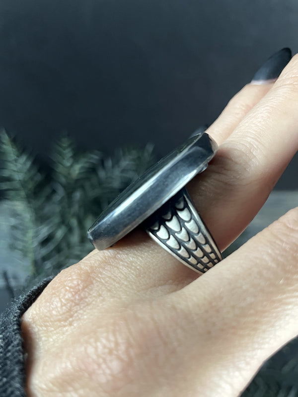 Yellow Labradorite Creeper Ring - Size 10