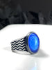 Blue Oval Glass Firewalk Ring - 5 left
