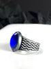 Blue Oval Glass Firewalk Ring - 5 left