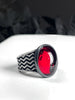 Red Oval Glass Firewalk Ring