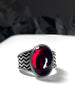 Red Oval Glass Firewalk Ring