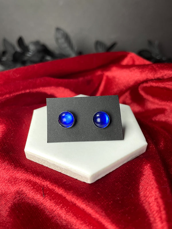 Blue Vintage Glass Stud Earrings - 8 available