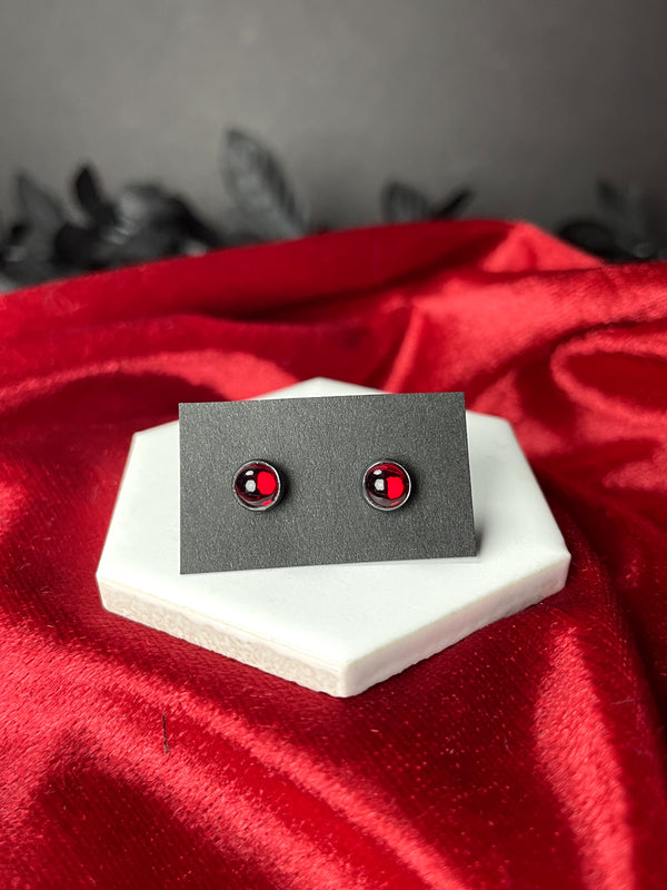 Red Vintage Glass Stud Earrings - 10 available