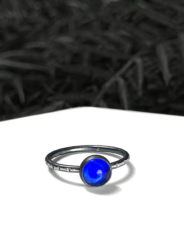 Vintage Blue Glass Ring - Sizes 4-12