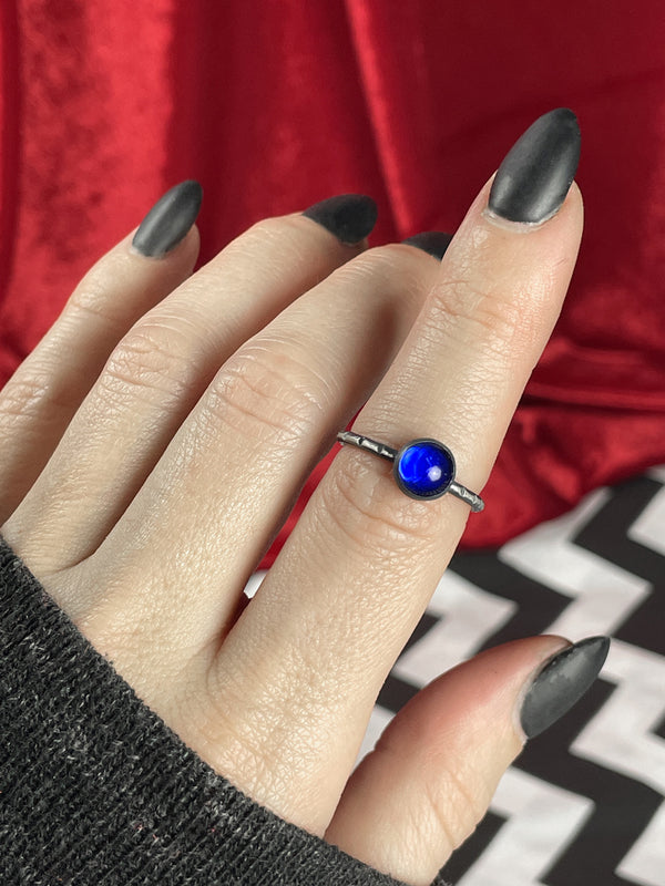Vintage Blue Glass Ring - Sizes 4-12