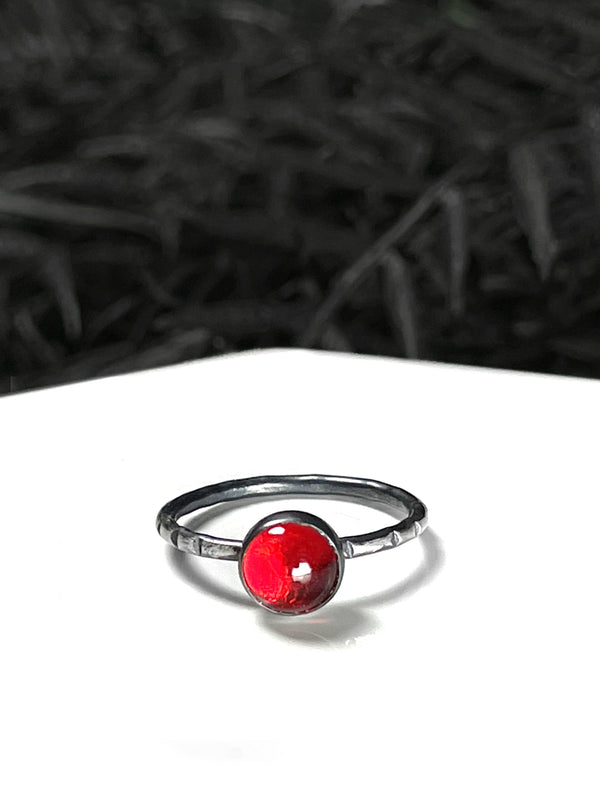 Vintage Red Glass Ring - Sizes 4-12