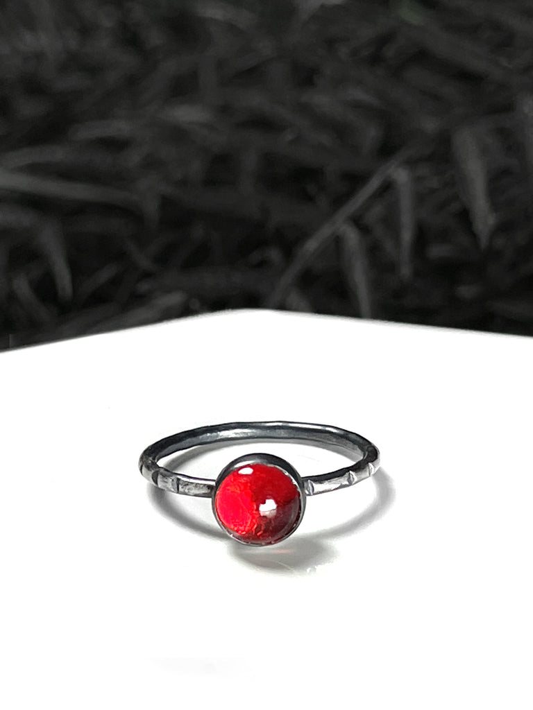 Vintage Red Glass Ring - Sizes 4-12