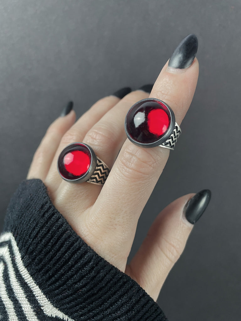 Red Circle Glass Firewalk Ring