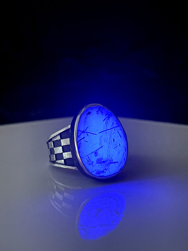 Purple Glow Rutile Quartz Illusion Ring - Size 8