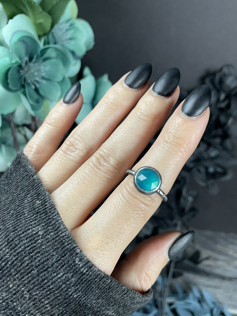 Rose-Cut Amazonite Ring - Size 6.5