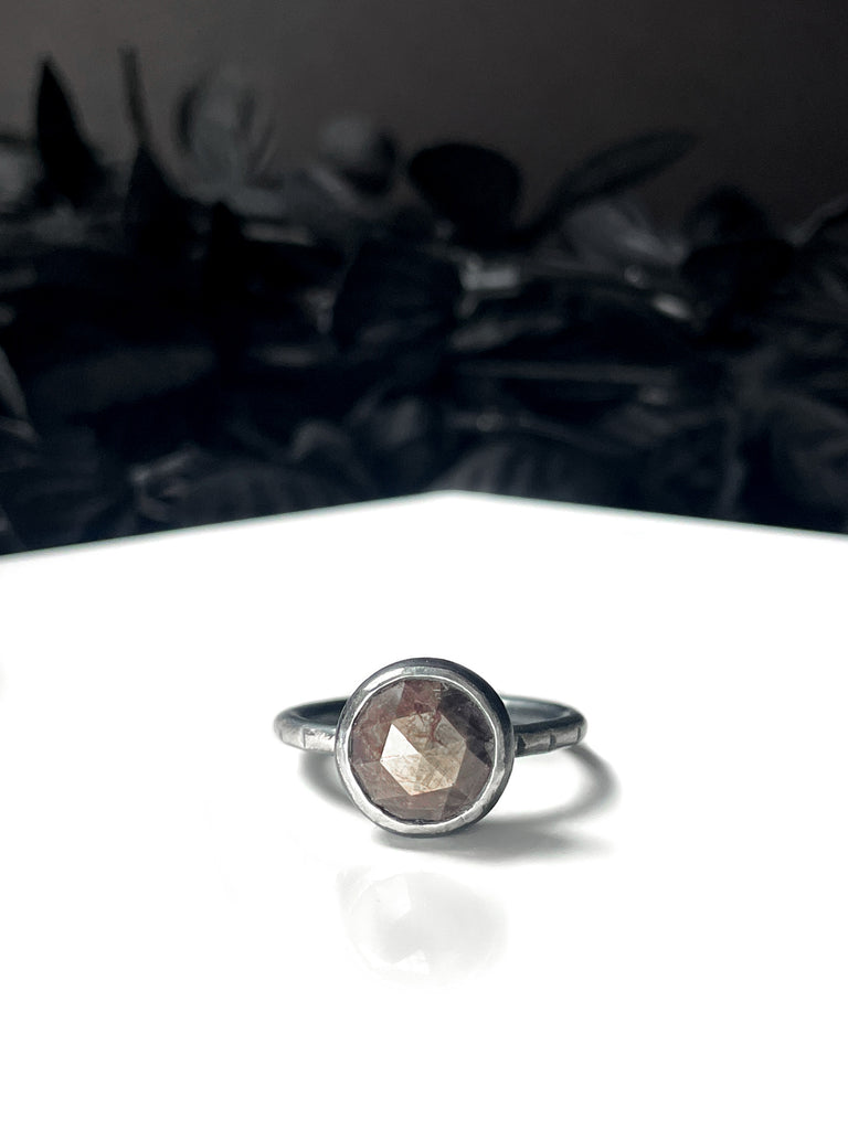 Rose-Cut Chocolate Sapphire Ring - Size 7