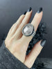 White Glow Rutile Quartz Creeper Ring - Size 7.5