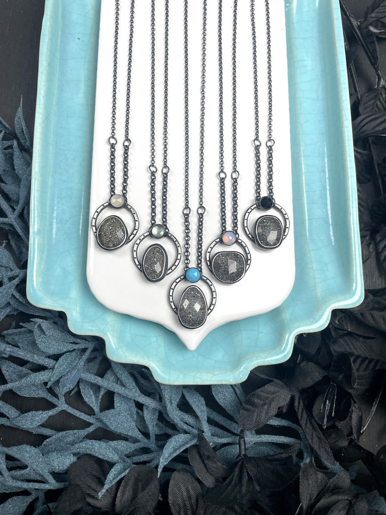 Midnight Quartzite Orbit Necklaces - 5 Available