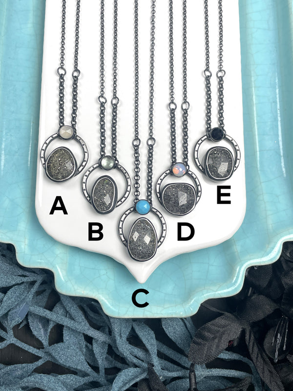 Midnight Quartzite Orbit Necklaces - 5 Available