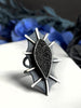 Sparkly Black Druzy Space Creature Statement Ring - Size 9