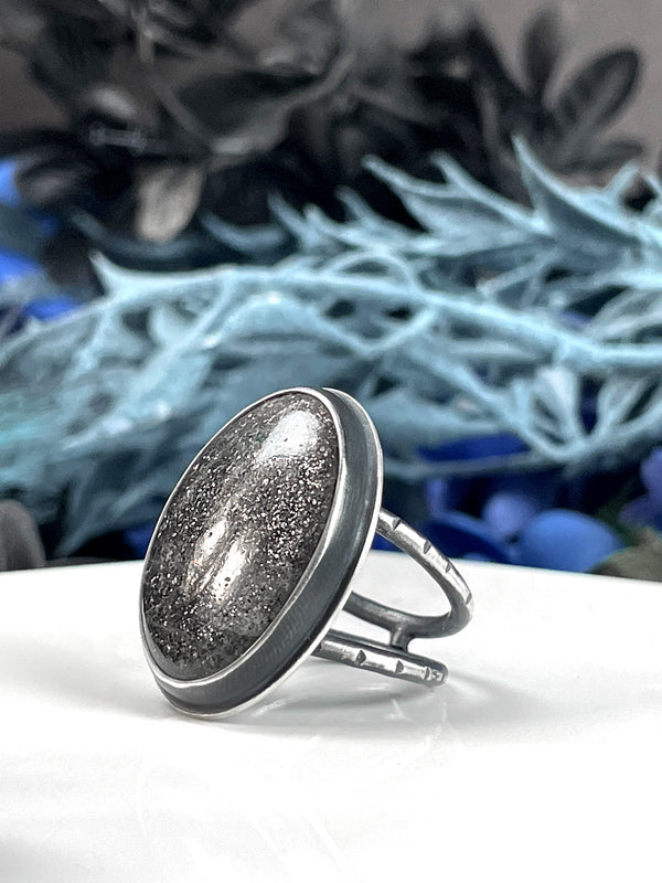 Midnight Quartzite Orbit Ring- Size 9