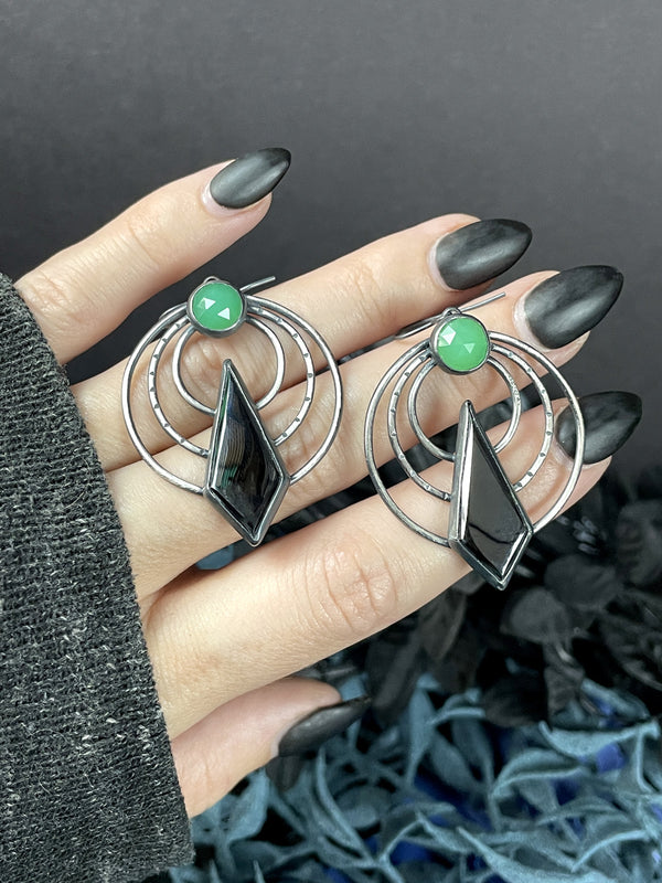 Hematite & Chrysoprase "Signal" Earrings
