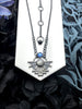 Silver Sapphire & Rainbow Moonstone Atomic Dawning Necklace