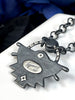 Silver Sapphire & Rainbow Moonstone Atomic Dawning Necklace
