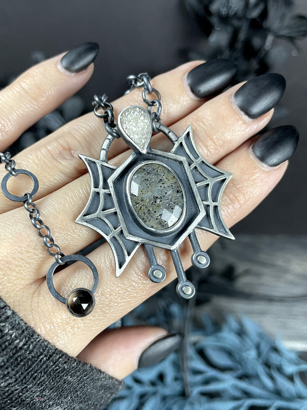 "Starbird" Metamorphosis Necklace with Midnight Quartzite & Druzy