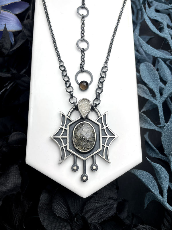 "Starbird" Metamorphosis Necklace with Midnight Quartzite & Druzy
