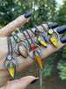 Amber & Sunstone Orbit Necklaces - 5 Available