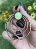 Large Dangling Hoop Earrings with Uranium Glass