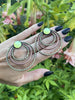 Large Dangling Hoop Earrings with Uranium Glass