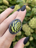 Yellow Glowing Quartz Creeper Ring - Size 8.5