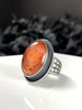 Orange Glowing Quartz Creeper Ring with Volcanic Sand - Size 9