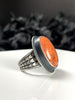 Orange Glowing Quartz Creeper Ring with Volcanic Sand - Size 9